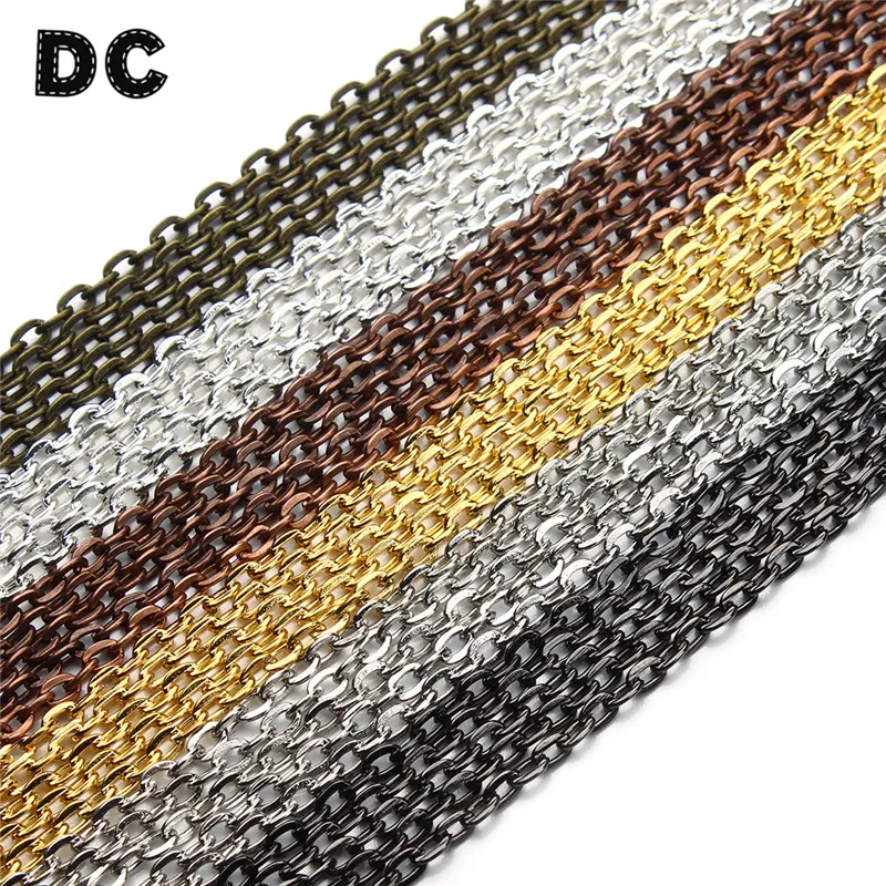 

10m/lot 2X3mm/3x4mm Silver/Gold Color Necklaces Chains Brass Bulk Jewelry Link Chain For DIY Necklace Bracelet Making Findings