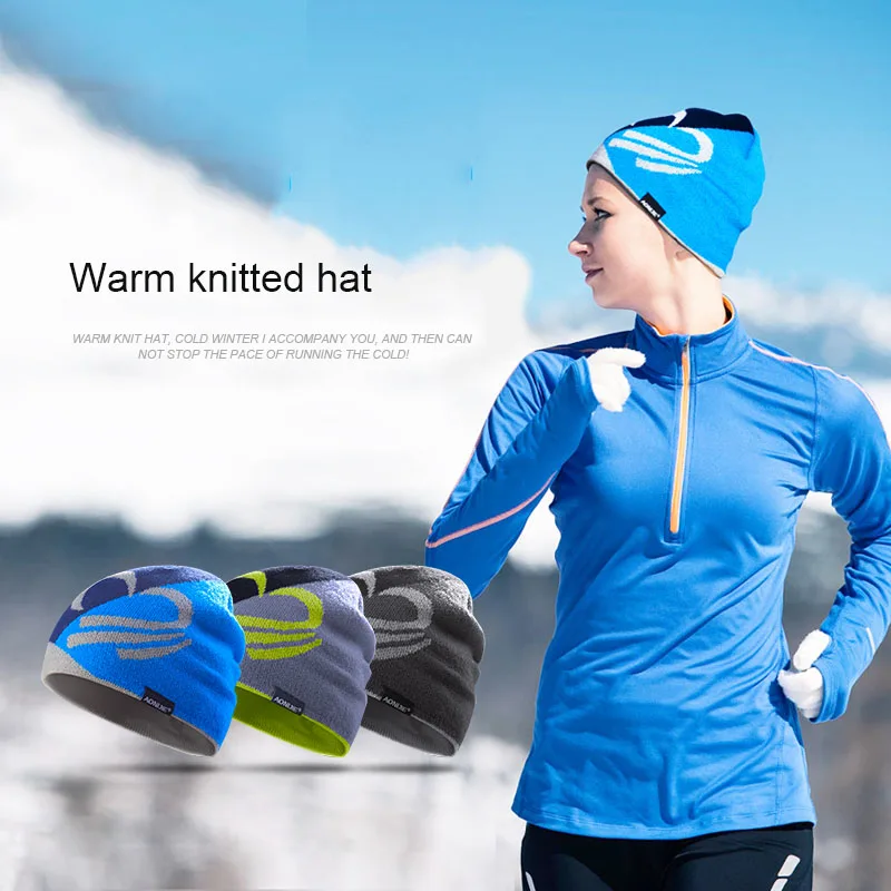 AONIJIE Winter Knitted Hats Snowboarding Cap Winter Windproof Thick Warm Running Outdoor Sports Ski Running Caps