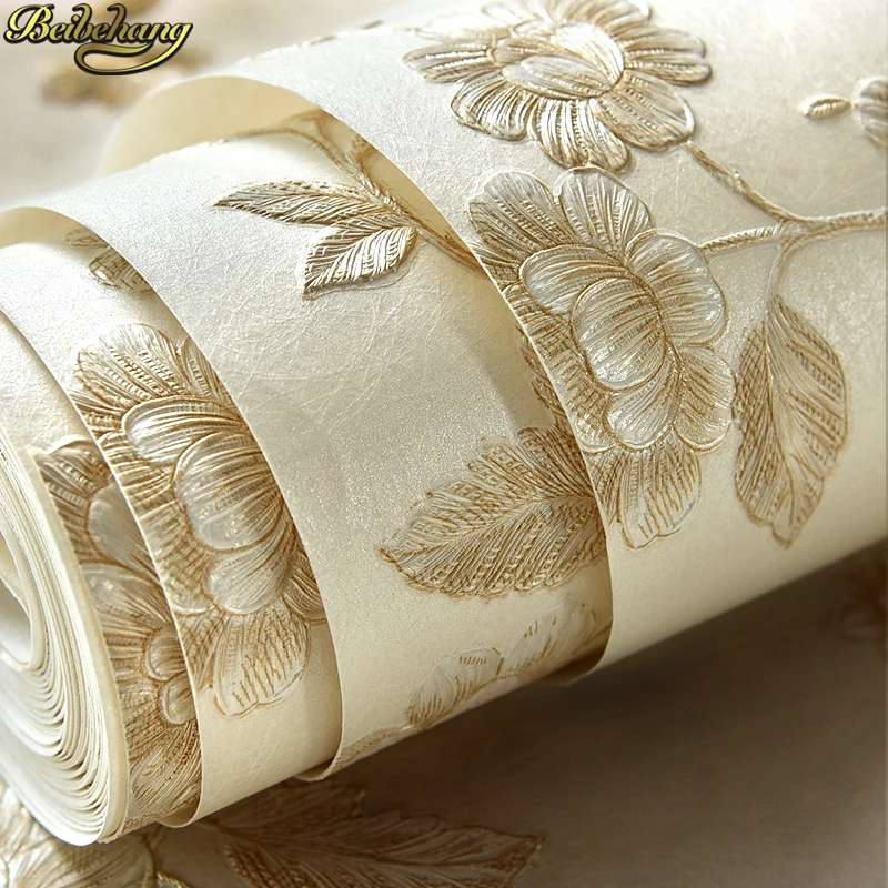 beibehang European Embossed Flower Vintage 3D Wallpaper for Wall paper roll Covering For Backdrop TV background home improvement