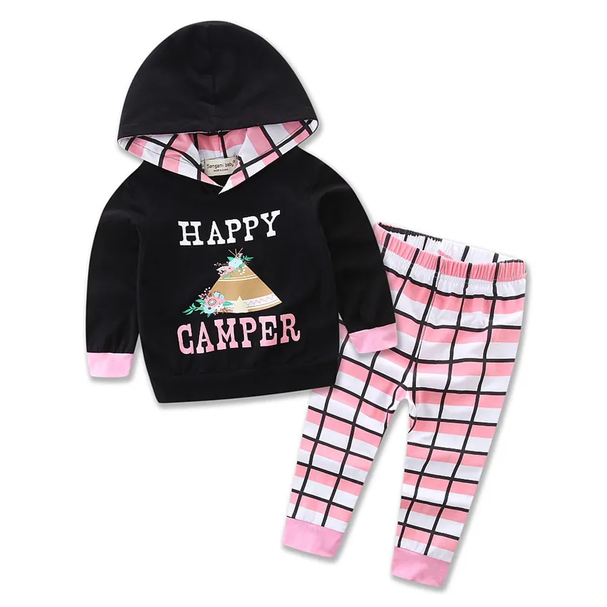 Baby Clothing Set Autumn New Baby Boy Clothes Baby Girls Long Sleeve Hooded Tops Floral + Pants 2Pcs Baby Outfits Costume