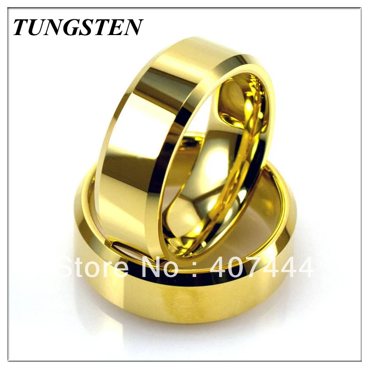 Wholesales Cheapest Price 10 pieces /lot Free Shipping 8MM Tungsten Golden Color Men's Ring Wedding Ring Free Shipping