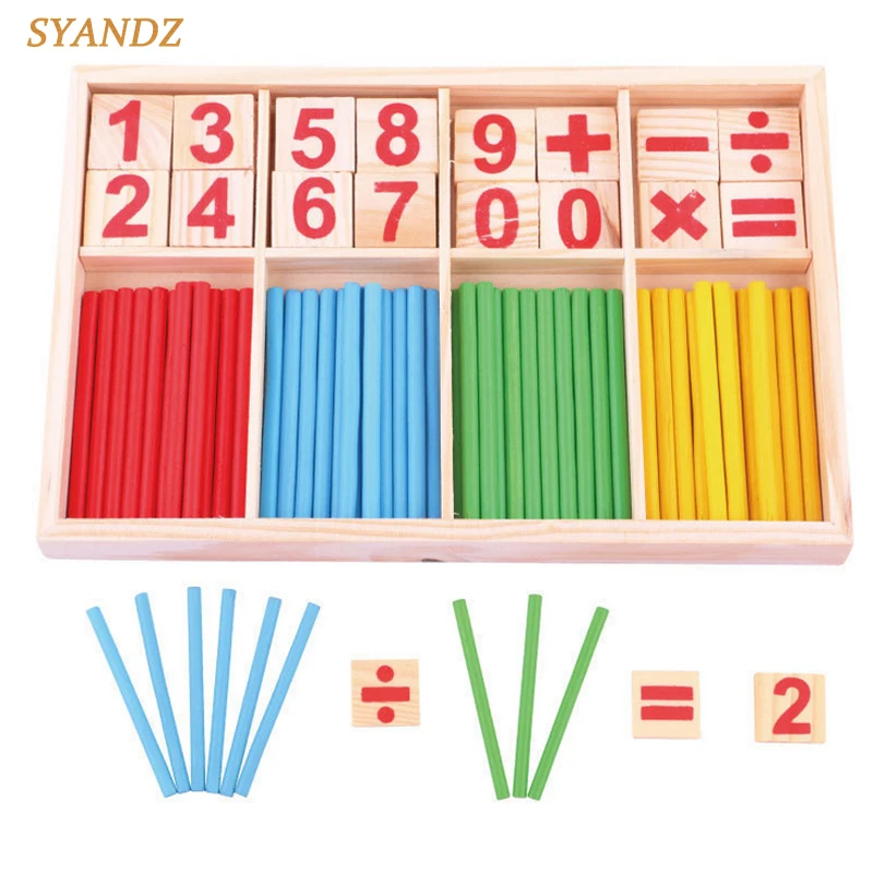 

Baby Toys Counting Sticks Education Wooden Toys Building Intelligence Blocks Montessori Mathematical Wooden Box Child Gift