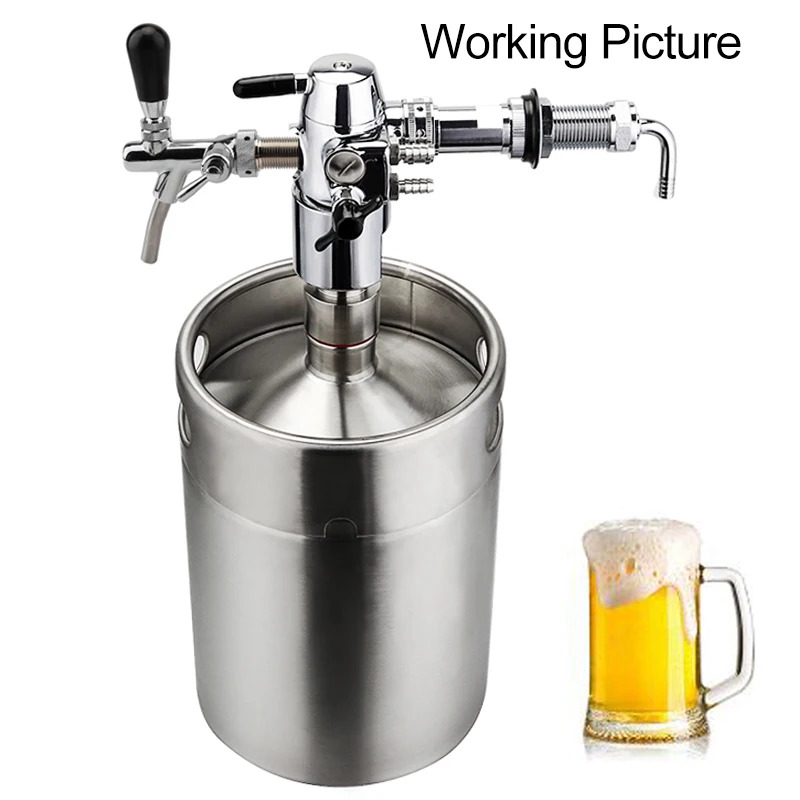 No-foam Bottle Filler With Keg Adapter For Beer Keg Mini Growler Stainless Steel Mini Keg Defoamer 3.6L/5L/10L Beer Brewing Tool