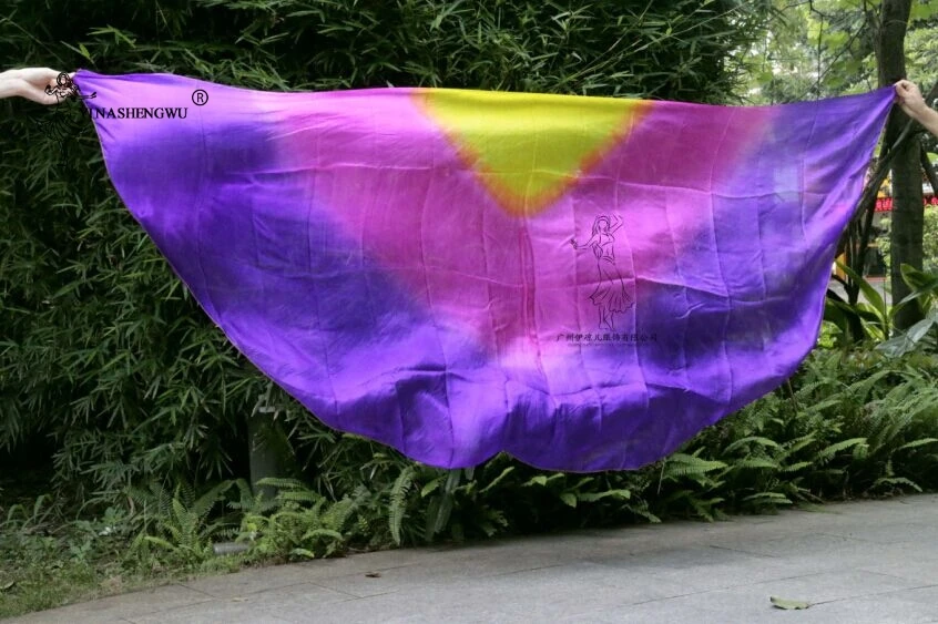 Design 100% Real Silk Belly Dance Veil Cheap Dance Veils Semicercle Veil Wholesale 250*114cm Orange Brown Purple