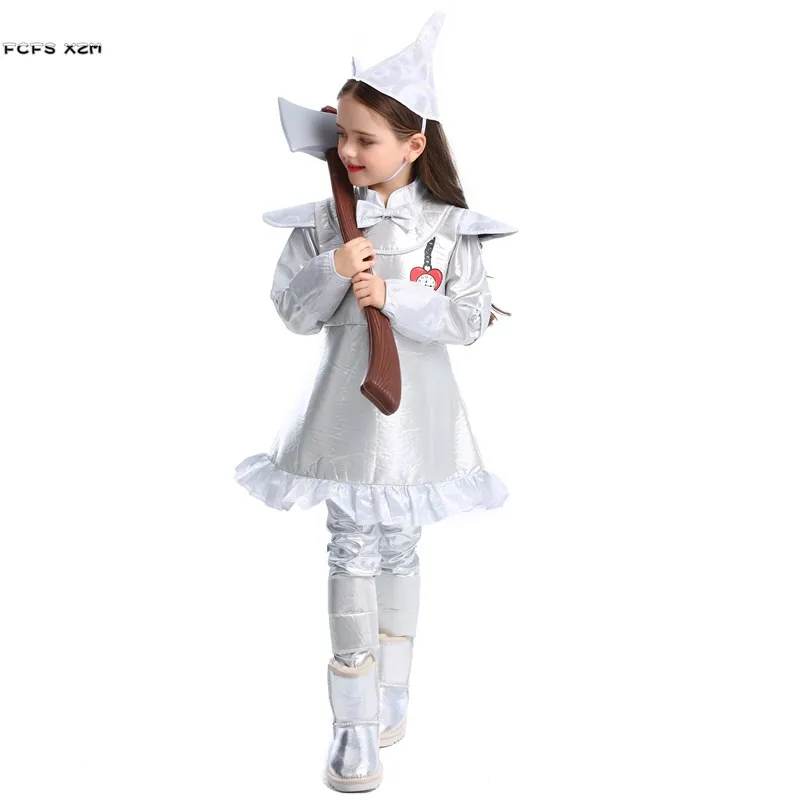 S-XL Girls Hickory Cosplay Kids Children Halloween The Tin Man Costumes Carnival Purim Parade Stage Role Playing Party Dress