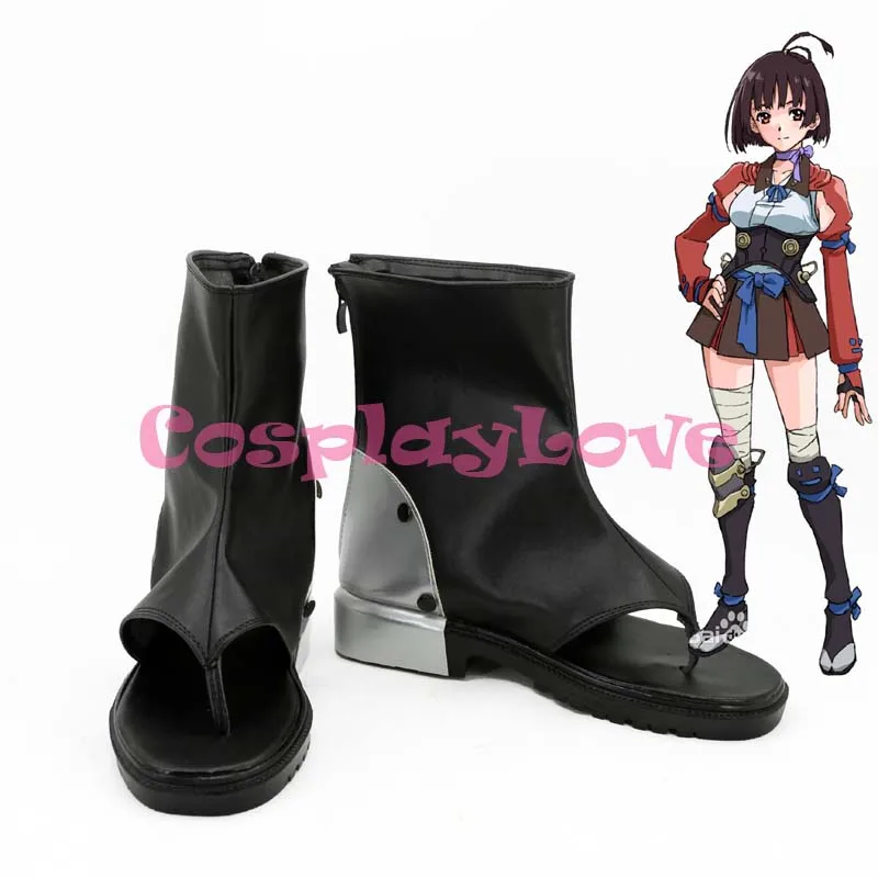 

Kabaneri of the Iron Fortress Mumei Black Cosplay Shoes Short Boots Hand Made For Halloween Christmas Festival CosplayLove