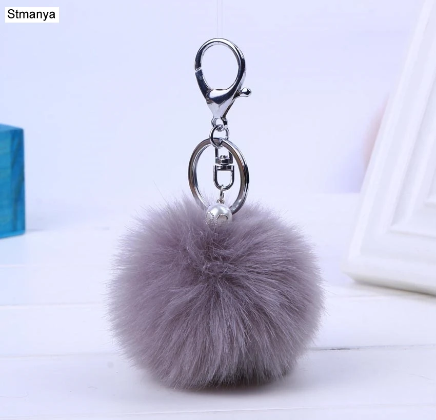 Fur Key chain Cute Car Bag keychain Pom Pom 13 colors 8cm Ball  Bag charm Key Ring Mujer for women gift Jewelry 16001