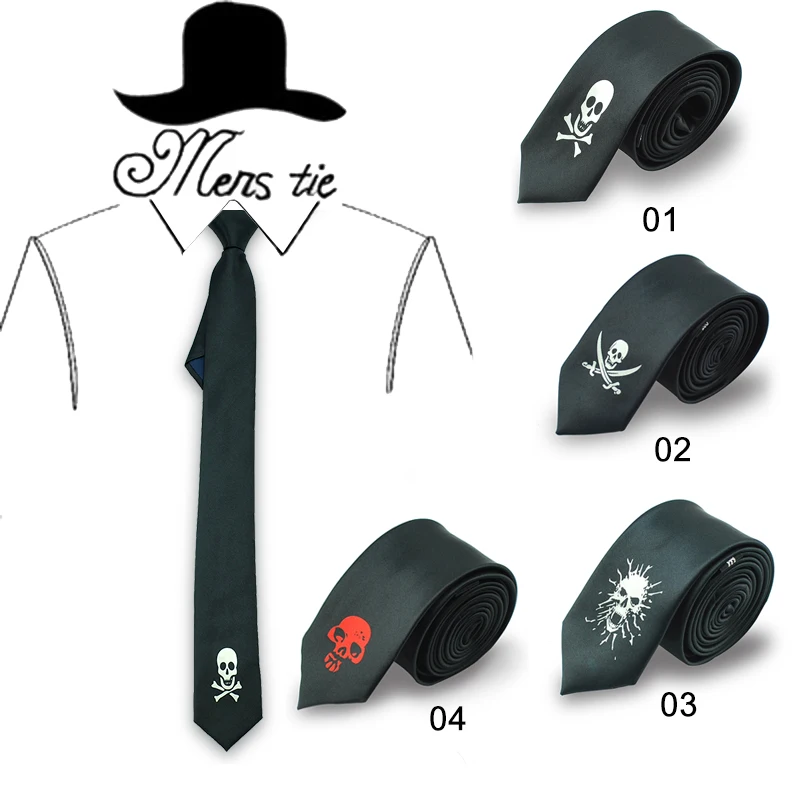 

Mens Ties Necktie 5cm width funny skull cross-bone skull ghost black red Gift Shirts Cravat Ties For Men Party Dropshipping 2020