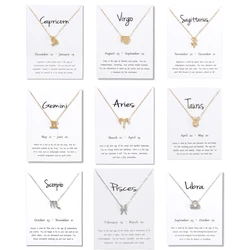 12 Constellations Necklace Pendant Aries Taurus Gemini Cancer Leo Virgo Libra Scorpio Sagittarius Capricorn Women Birthday Gift