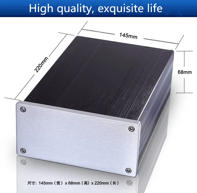 อลูมิเนียมเครื่องขยายเสียงDACตัวถังไฮไฟแอมป์หลอดตัวถังอลูมิเนียมที่อยู่อาศัย/AMP E Nclosure/กรณี/กล่องDIY (145*68*220mm)