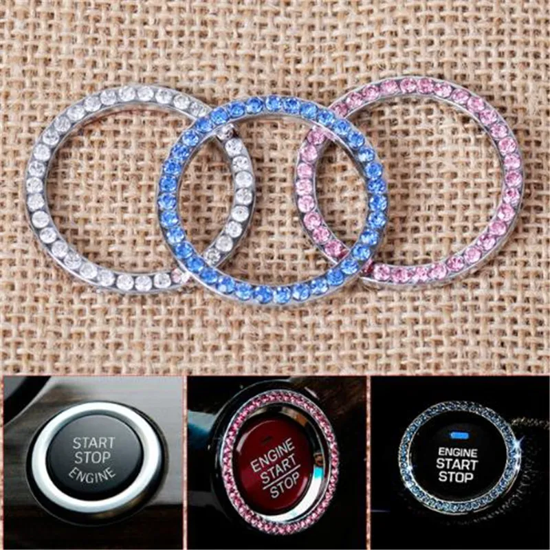 

MR TEA Diamond Car Interior Styling One-Key Engine Start Stop Ignition Push Button Decoration ring For Toyota Honda Nissan Mazda