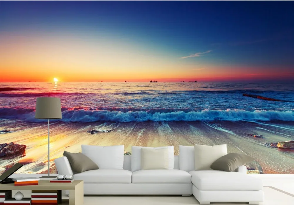 

3d mural wallpaper Fantasy beautiful seaside scenery TV backdrop Custom photo wallpaper Large 3D Stereo romantic