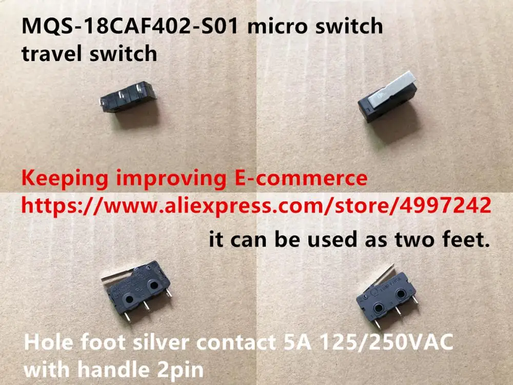 Original new 100% MQS-18CAF402-S01 micro switch travel switch with handle 2pin hole foot silver contact 5A 125/250VAC