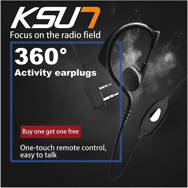 Universal Two Ways Ham Radio Earpiece For Baofeng BF-888S UV5R Walkie Talkie 992 Earwear Unilateral Headphone Earphone K-Plug