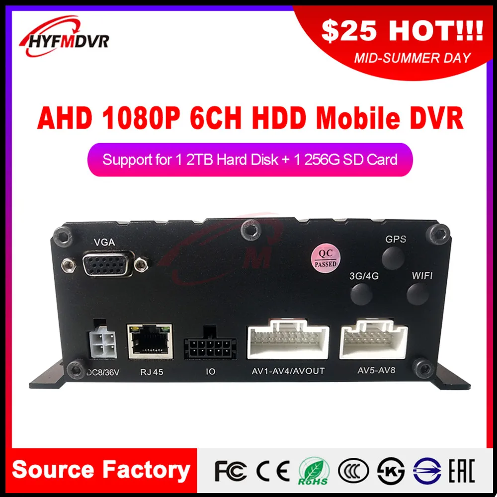 

Direct sales spot SD card + hard disk local monitoring AHD 1080P two megapixel mobile DVR engineering vehicle / bus / boat