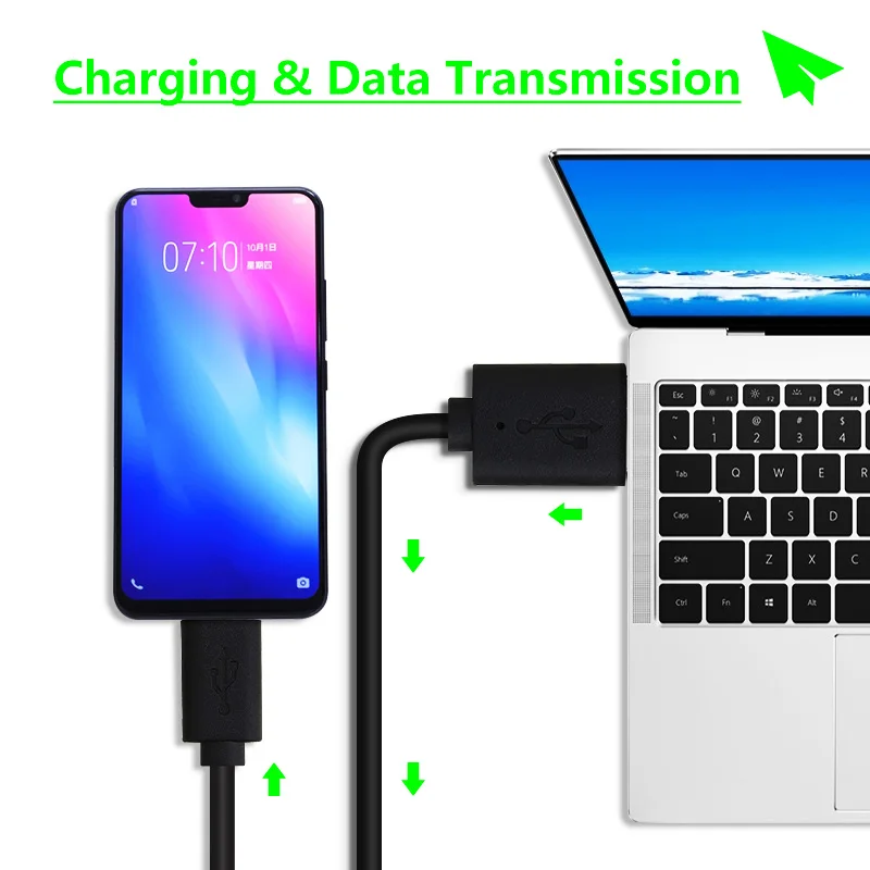 100 шт./лот кабель Micro USB Высокоскоростной USB 2,0 A штекер к Micro B кабели для синхронизации и зарядки для Samsung Xiaomi Honor Android