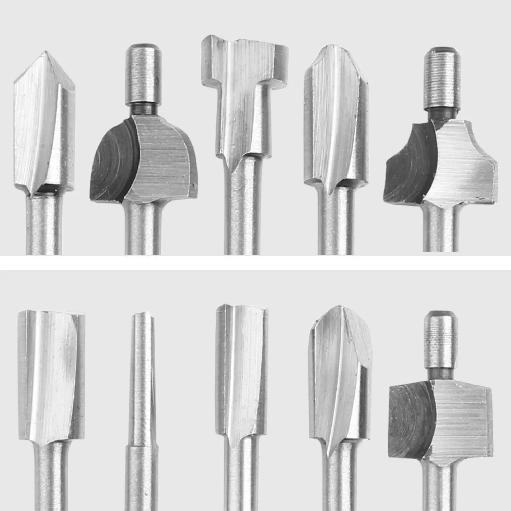 10ชิ้น/เซ็ต Bits เครื่องตัดไม้ Milling เหมาะกับชุดเครื่องมือหมุน Dremel Shank ช่างไม้ Router Bits สำหรับเครื่องมือโรตารี่ DIY