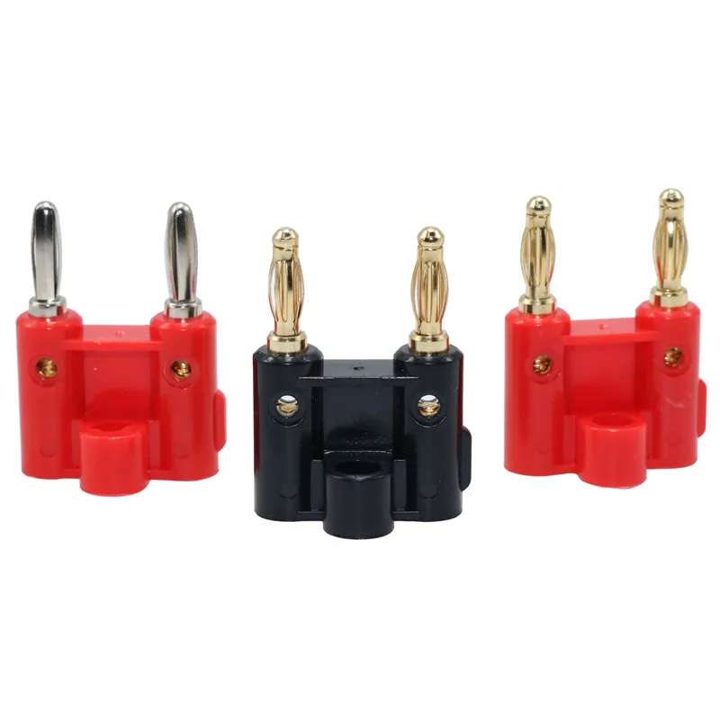1 Pcs Double Row 4mm Banana Plug Connector 4mm Speaker Plug Adapter Two-position Audio Plug Lantern Cross Plug Connector