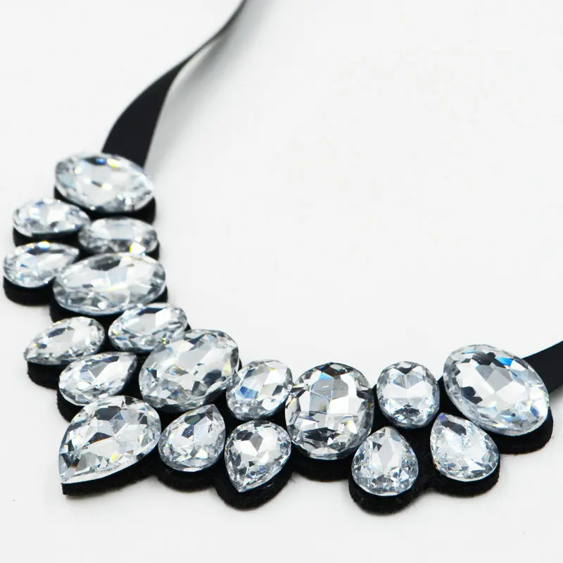 new crystal collar trendy necklaces & Pendants chains wedding accessories multi color glass choker long necklace women collares