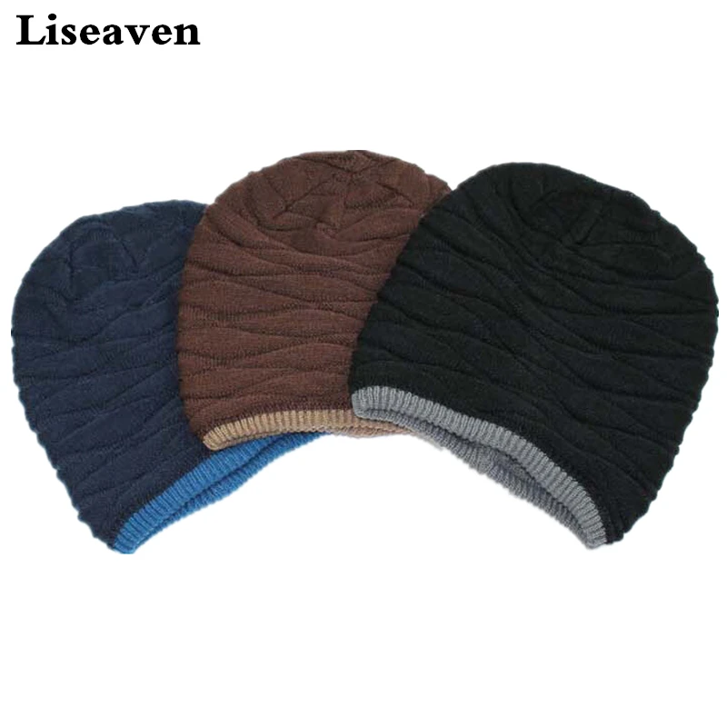 

New 2016 Knitted Men Winter Hat Autumn Beanie Men Warm skullies Casual Cap Double sides Available