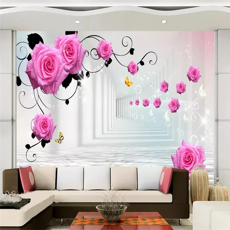 Decorative wallpaper series 3D painting of the background wall of the rose TV