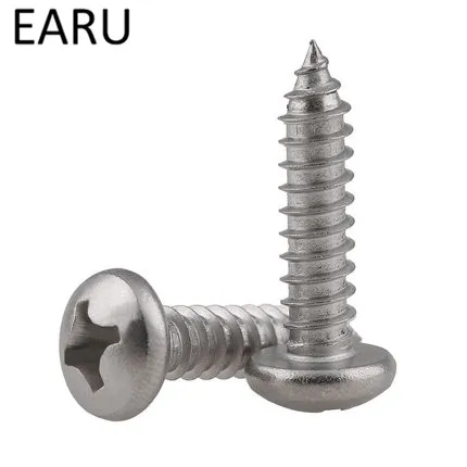 M4*6/8/10/12/14-80mm Stainless Steel 304 Round Pan Phillips Cross Self-tapping Tapping Screws Bolt Woodworking Fastener