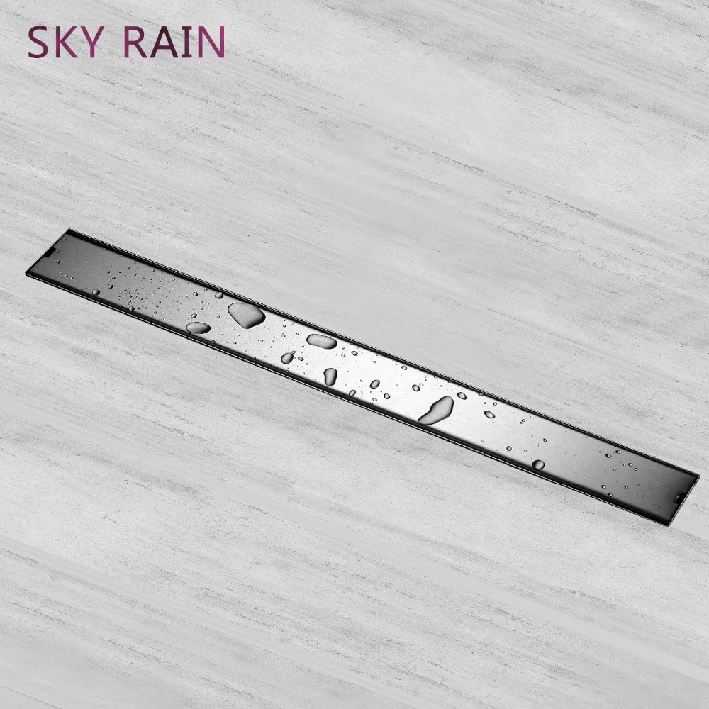 SKY RAIN-drenaje de suelo lineal para baño, resistente a olores, rectangular de 60 /80 /100 /120 CM, drenaje de suelo largo Invisible de acero