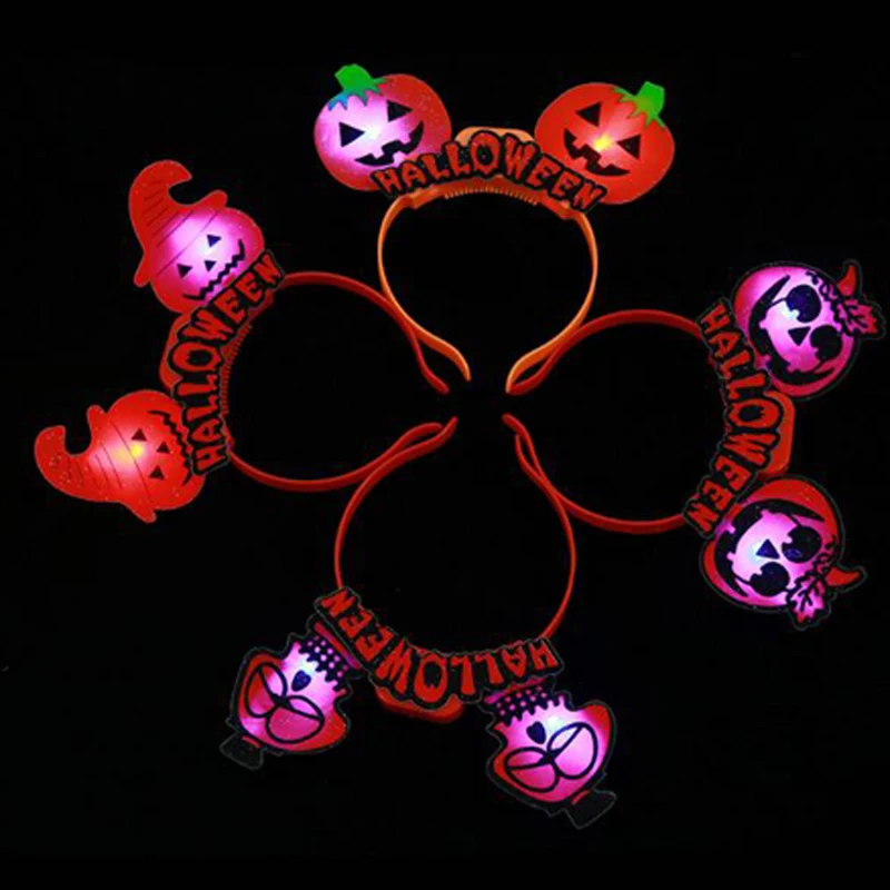 60pcs Flash Glowing party supplies led  light up Halloween headband Party Props Halloween Man Women Children Kid Cosplay Party