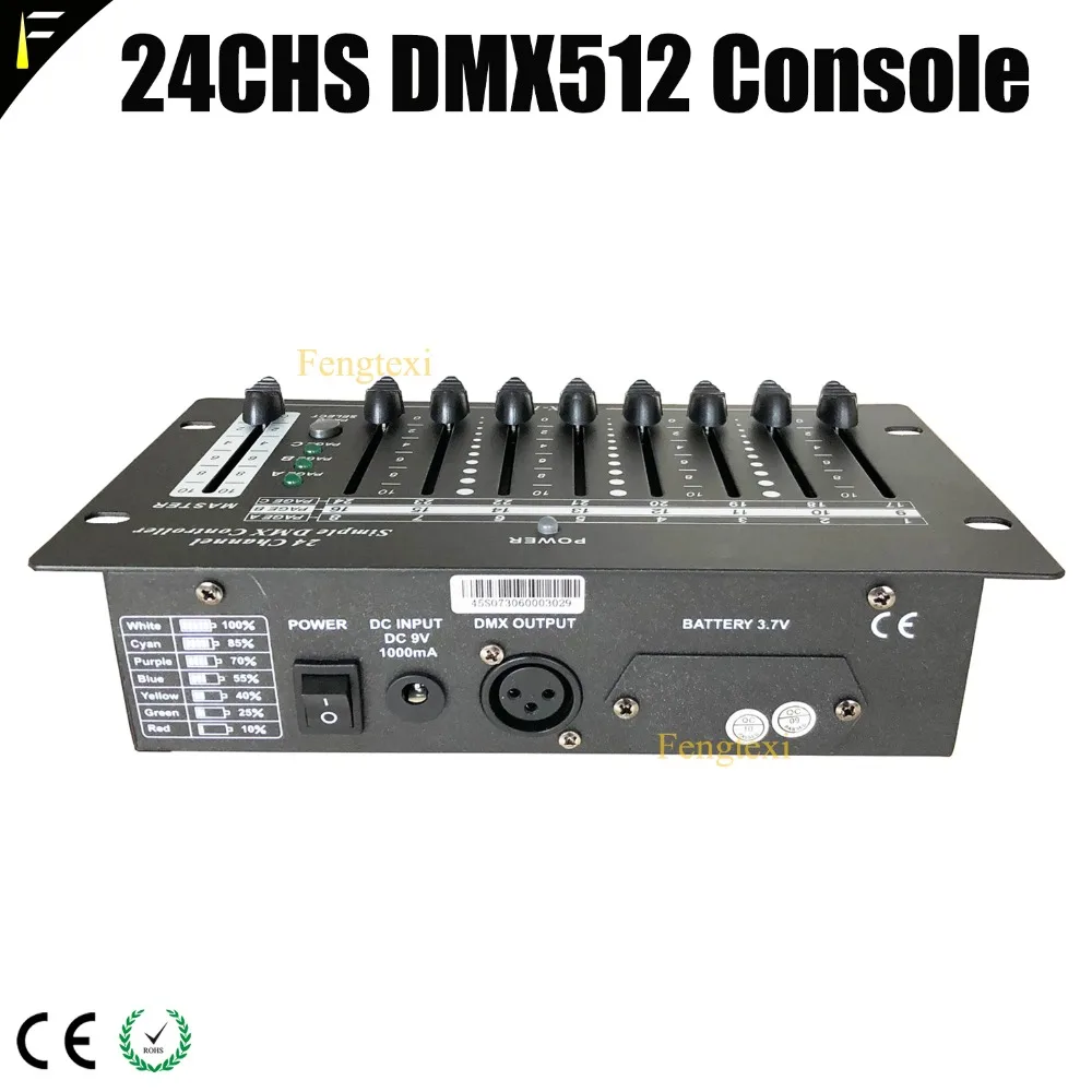 Mini 24 Channels Simple DMX Controller 24CHS Stage Dj Disco Light Fader Console with Chargeable Lithium Battery