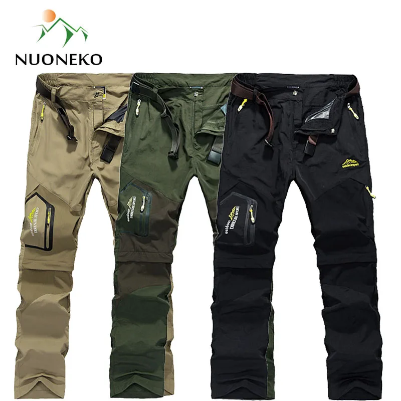 NUONEKO szybkoschnące odpinane spodnie turystyczne Outdoor 6XL męskie letnie oddychające spodenki męskie górskie spodnie trekkingowe Camping PN09