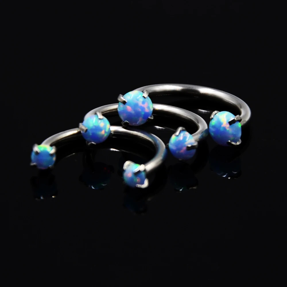 1Pc Surgical Steel Crystal Septum Nose Barbells Horseshoe Ring Lip BCR Cartilage Earrings Tragus Helix Piercing Body Jewelry 16G