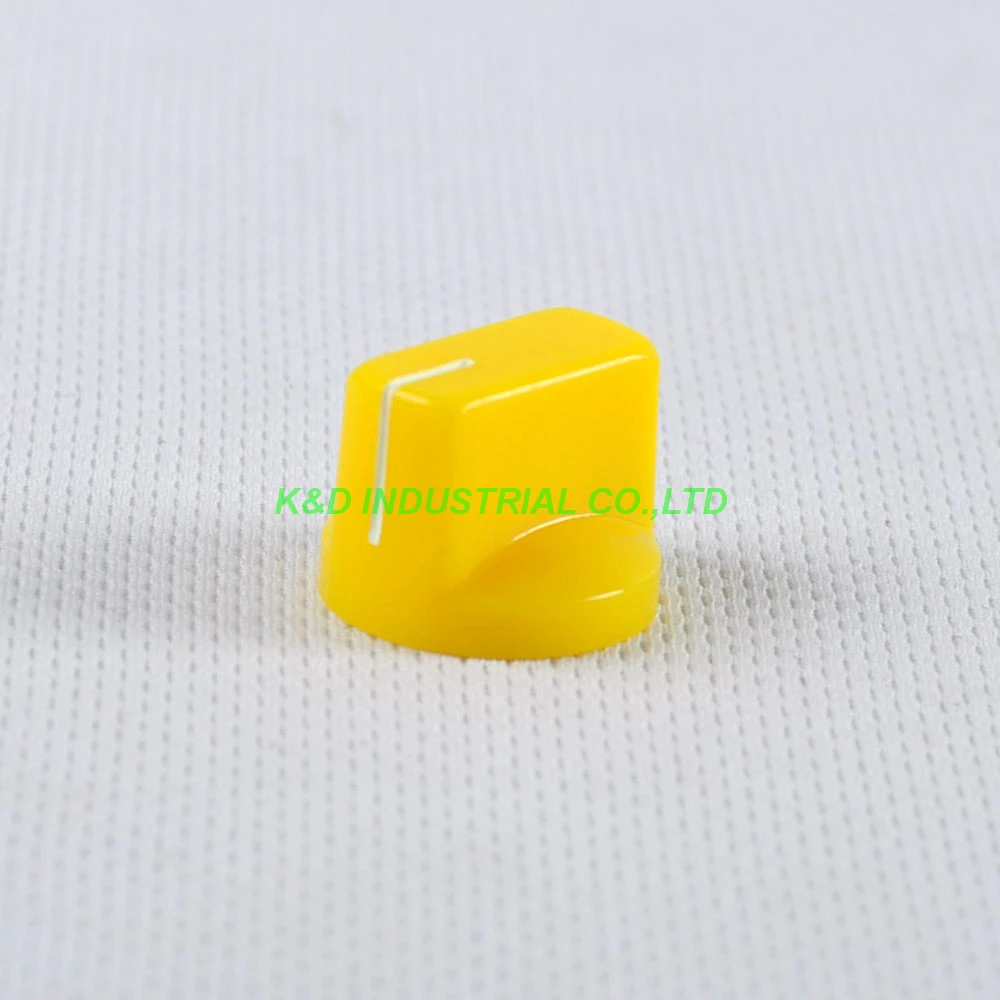 10pcs Colorful Yellow Rotary Volume Control Plastic Potentiometer Knob Knurled Shaft Hole