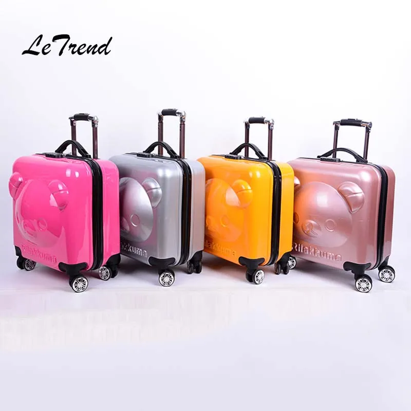 Letrend 18Inch 3D Cartoon Beer Rolling Bagage Spinner Kinderen Koffers Wielen Kids Cabine Trolley Reistas Babys Kofferbak