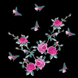 New Orchid Peony Rose patch vintage embroidered applique fashion clothing decoration sew on patch accessories Motif patch