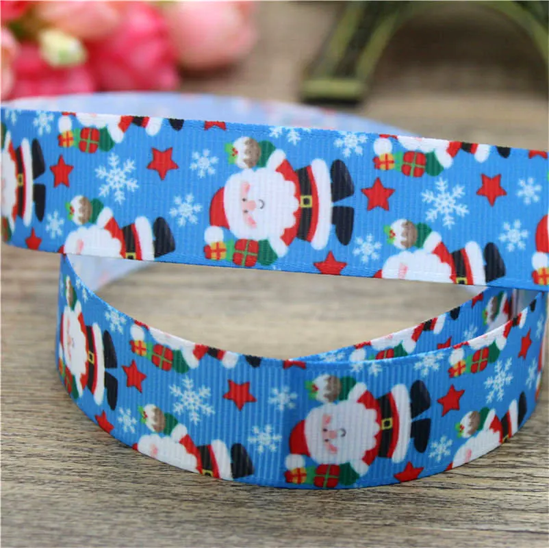 DUWES 50yards fish christmas mustache printed grosgrain Ribbon Accessory hairbow headwear decoration Wholesale OEM DIY D904