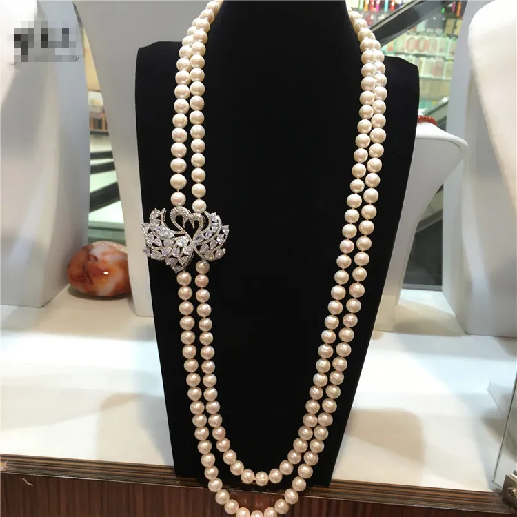 

NEW Hot sell European American styles natural 8-9MM big white baroque pearl necklace Long 26"-28" fashion jewelry