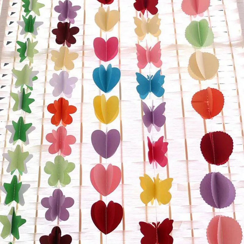 

300set 2M Colorful Hanging Paper Garlands Flora String Wedding Party Birthday Baby Decoration Round Shape ZA4896