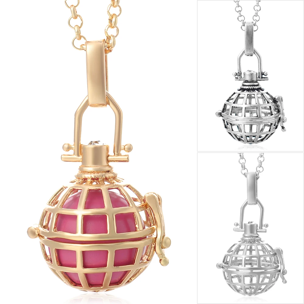 Vocheng Vintage Pregnancy Angel Ball Locket Open Pendant Necklace for Aroma essential oil diffuser Jewelry Women Gift VA-021