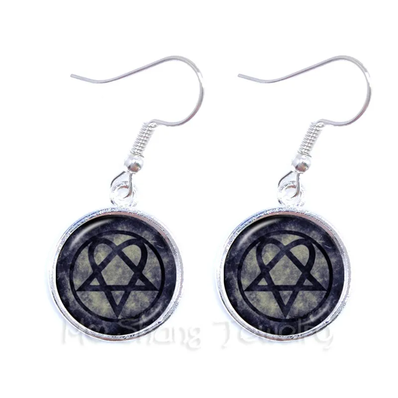 Celts Pentacle 16mm Glass Dome Art Picture Circle Earrings For Women Jewelry Pray For Happiness Keep Talisman