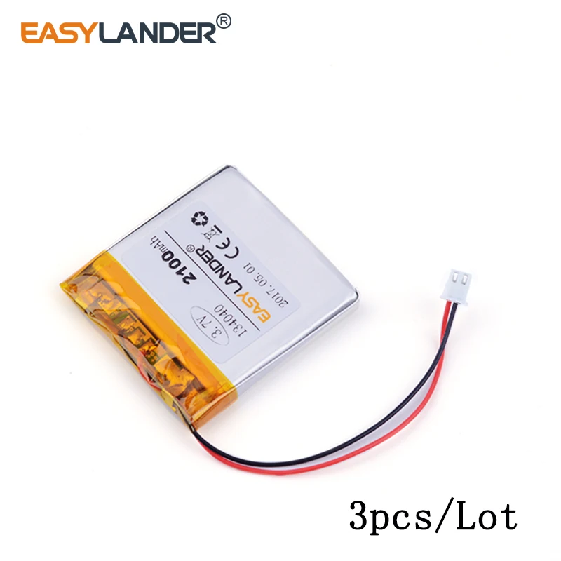 3pcs /Lot 3.7V XHR-2P 2.54 134040 2100mAh Rechargeable Lithium Li-ion Polymer Battery