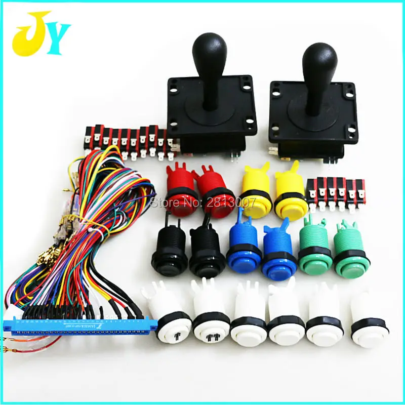 

Free shipping 2 HAPP style Joystick 16 American push button with microswitch 1 jamma wire for DIY Arcade cabinet kit