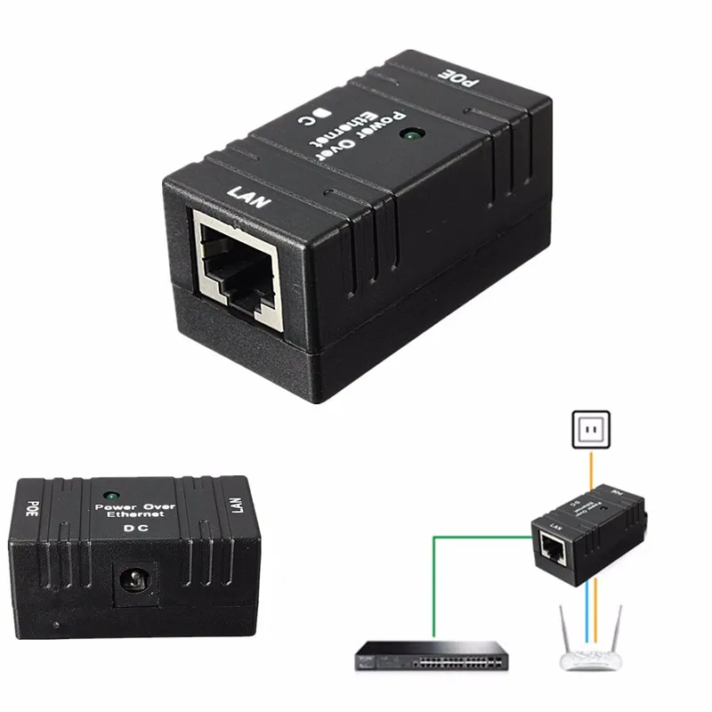 10M/100Mbp Passive POE Power Over Ethernet RJ-45 Injector Splitter Wall Mount Adapter For CCTV IP Camera Networking Rj45 Plug