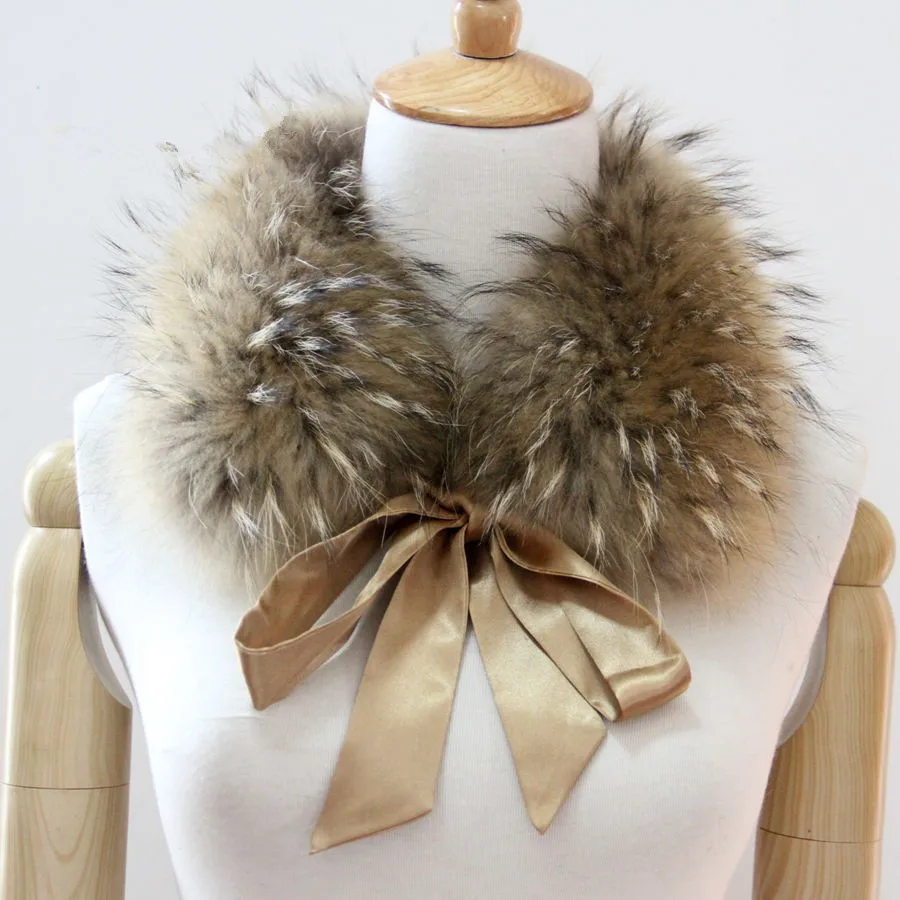 

Real fur fake collar fur bow square false collar women spring autumn winter natural Raccoon fur scarf S803