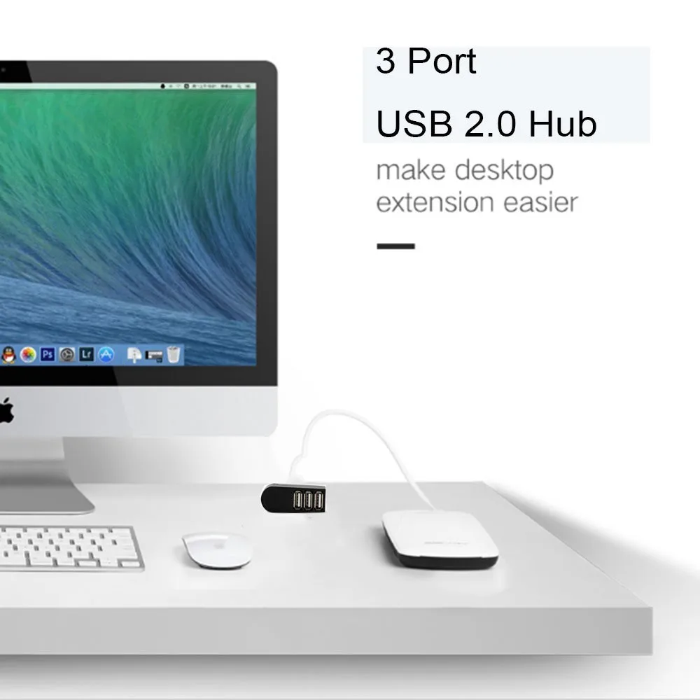 CHYI Micro Multi Porta Usb 2.0 Hub 3 Porte Mini Girevole Usb2.0 Hab Splitter Portatile Accessori Per PC Periferiche Per Computer Mac