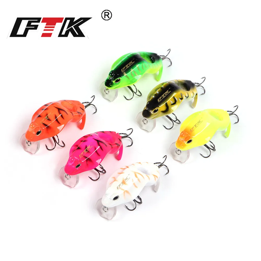 8g Topwater Jump Hard Frog Fishing Lure 6cm Artificial Wobblers Floating Frog Twitching Fishing Bait Bass Pike Treble Hook