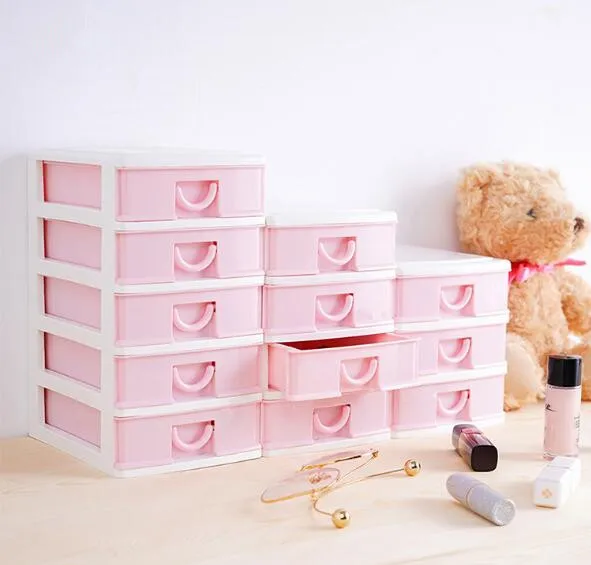 1PC Multi Layer Large Capacity Pink Dressing Case Jewel Case Drawer Type Storage Box for Girl ENV 005