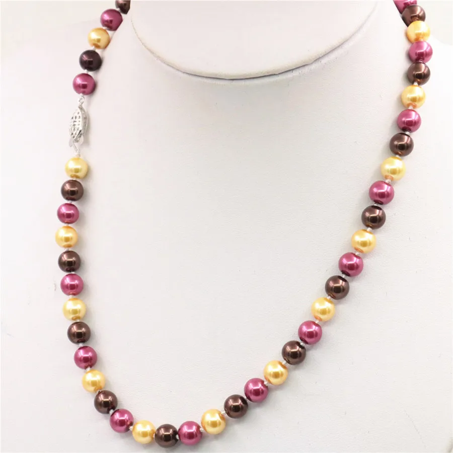 Hot Beautiful Fashion Jewelry Charming AAA+ 8mm South Sea Multicolor Shell Pearl Necklace Gifts For Girl Women 18\