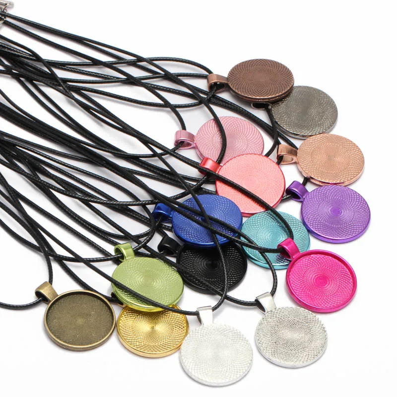 10pcs 25mm trays chain bronze necklace pendant setting cabochon cameo base Tray bezel blank jewelry making findings B