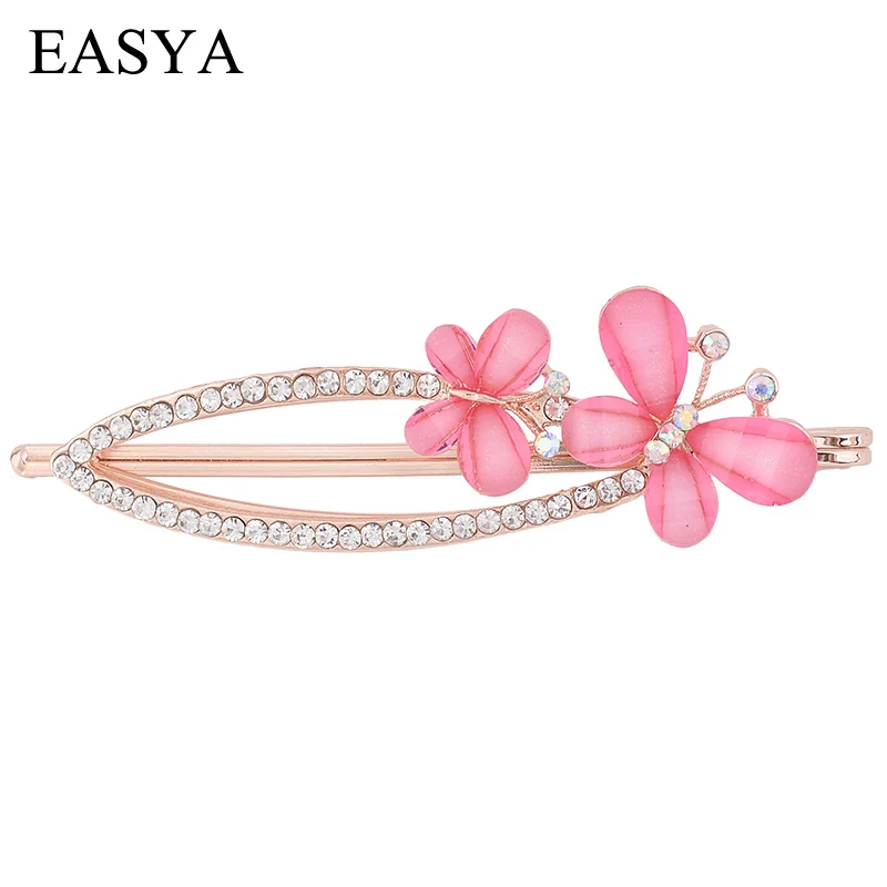 EASYA Fashion Rhinestone Butterfly Hairpins Headwear Jewelry Elegant Crysatal Hair Clips Hair Accessories For Women Girls