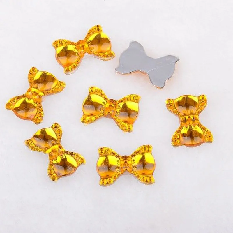 BOLIAO 100Pcs 13mm*19mm Acryl bow Flat back Appliques/Wedding/Home Holiday Decoration craft DIY R040